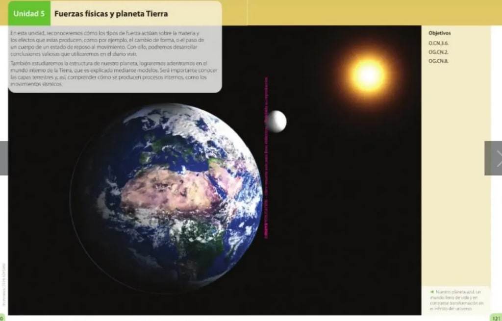 Imagen del planeta Tierra azul desde el espacio con la Luna y el Sol al fondo.