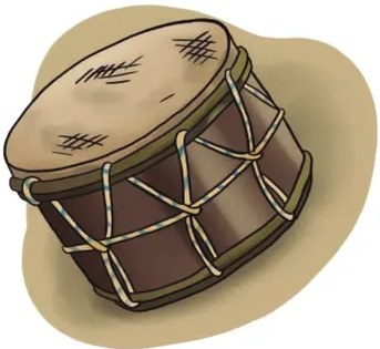Ilustración de un grupo musical afroecuatoriano con percusiones y voces.