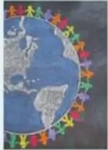 Esquema de personas tomadas de la mano alrededor del mundo (interculturalidad).