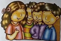 Ilustración de niños comunicándose con burbujas de diálogo.
