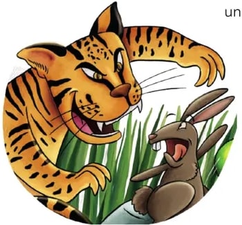 Ilustración del Tío Tigre y el Tío Conejo en posición de enfrentamiento.