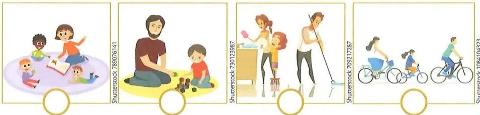 Niños con libros y útiles escolares (decoración).