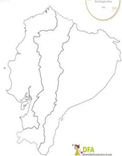 Mapa mudo del Ecuador para colorear cordilleras.