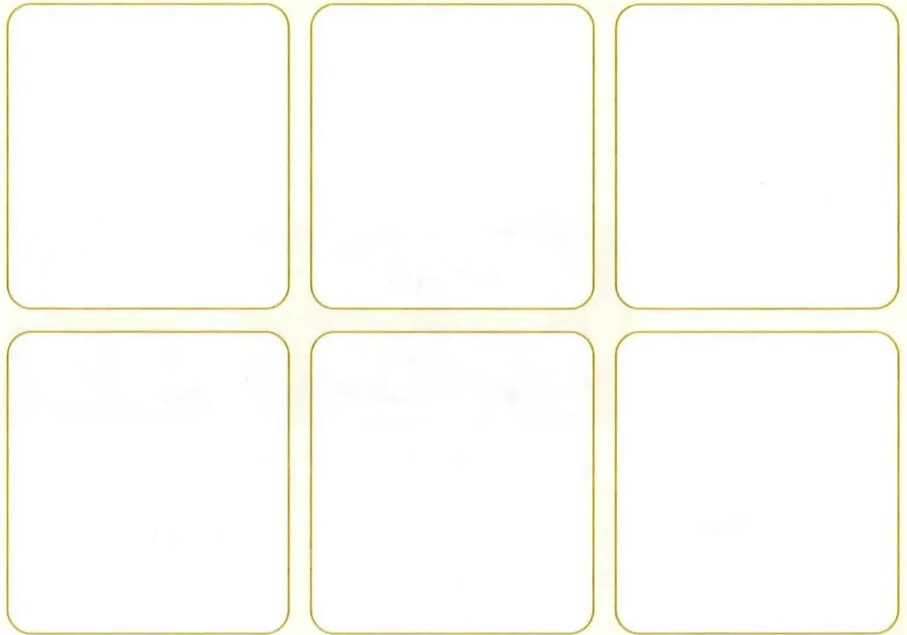 Seis recuadros amarillos vacíos para dibujar.
