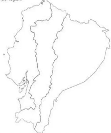Mapa mudo del Ecuador para dibujar características por región.