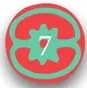 Sello redondo verde con el número '7' (paginación).