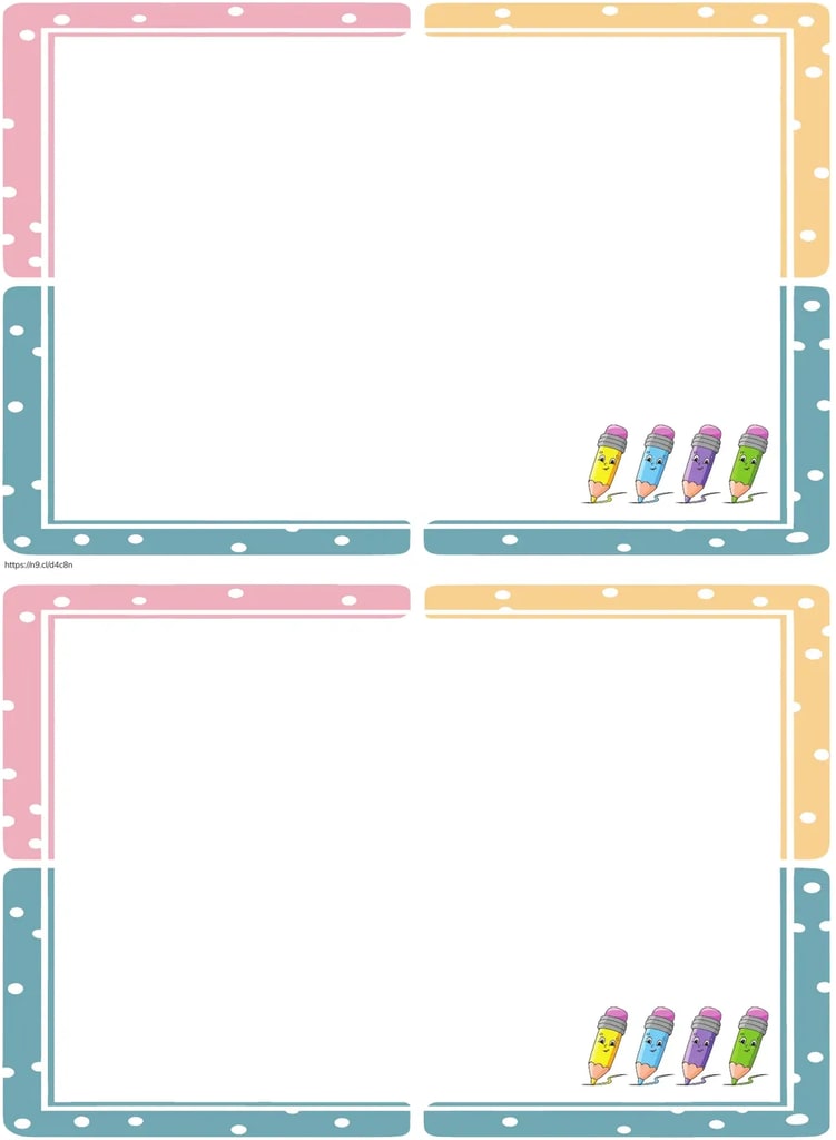 Dos marcos decorativos rosa/azul/amarillo vacíos para dibujar prendas.
