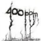 Gráfico con chimeneas y '400 ppm' sobre fondo gris.