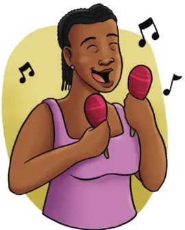 Pequeña ilustración decorativa de una persona afrodescendiente.