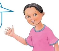 Ilustración de un niño (Esteban) con camiseta rosa señalando hacia arriba, acompañando el globo de diálogo de la Actividad 2.