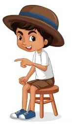 Niño con sombrero sentado en una silla (SIT).
