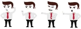 Ilustración de un personaje masculino sonriente levantando el pulgar, junto al glosario.