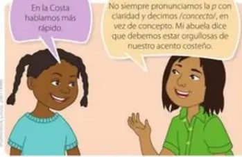 Dos niñas conversando sobre el acento costeño.