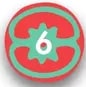Número de página 6 dentro de un círculo verde con borde rojo y motivo decorativo.