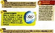 Miniaturas de páginas del libro que ilustran las secciones descritas: desarrollo de destrezas, escritura creativa, competencia digital, análisis crítico de textos y evaluación sumativa.