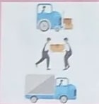 Ilustración de un repartidor con una carretilla con cajas.