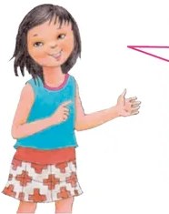 Ilustración de una niña con vestido floreado que señala el recuadro informativo sobre las funciones del moderador.