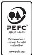 Logo PEFC (Programme for the Endorsement of Forest Certification) — certificación de papel de gestión forestal sostenible.