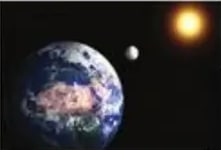 Vista de la Tierra y la Luna desde el espacio.