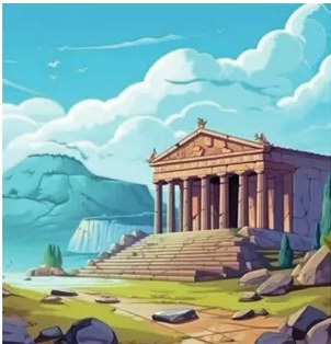 Ilustración del Foro Romano con el Coliseo y arcos triunfales.