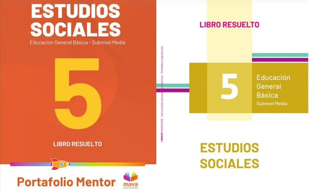 Portada con fondo naranja, número 5 grande en amarillo, ilustración de cohete decorativo y logo Maya Educación.