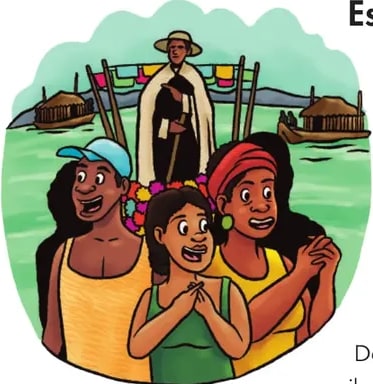 Ilustración estilizada de un santo o figura espiritual relacionada con la espiritualidad afroecuatoriana.