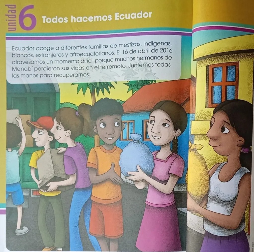 Helado o ícono con los temas a aprender: 'Los ecuatorianos somos diversos', '¡Así somos los ecuatorianos!', 'Valores ecuatorianos'.