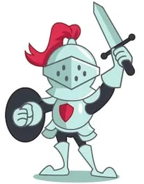 Caballero con armadura, casco rojo, espada y escudo (KNIGHT).