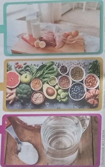 Fotografía colorida de frutas, verduras, legumbres y cereales.